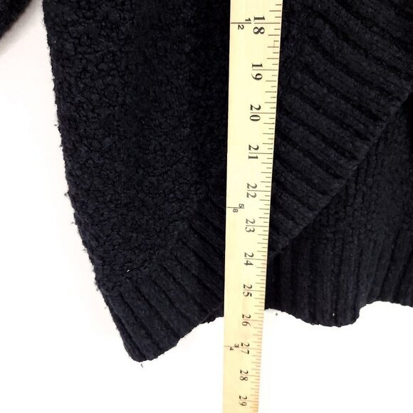 by Anthropologie Womens Cardigan Small Denise Black Waffle Knit Open Sweater - Picture 10 of 12